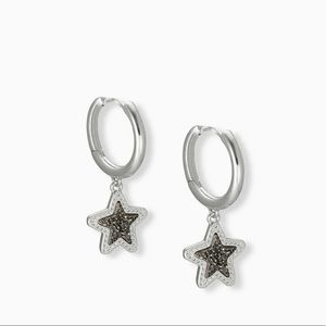 Kendra Scott Jae Star Silver Huggie Platinum Drusy